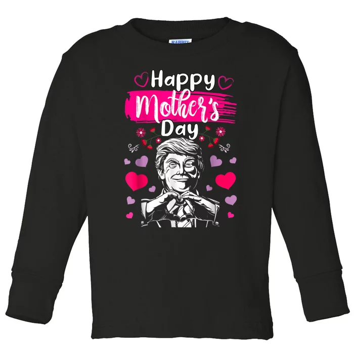 Donald Trump Happy MotherS Day Conservative Mom For Trump Toddler Long Sleeve Shirt