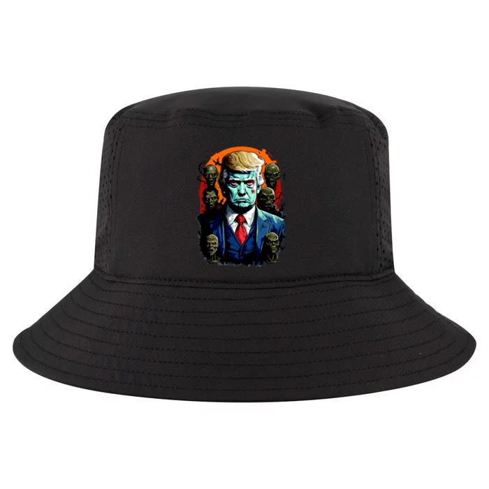 Donald Trump Halloween Silhouette With Zombies Cool Comfort Performance Bucket Hat