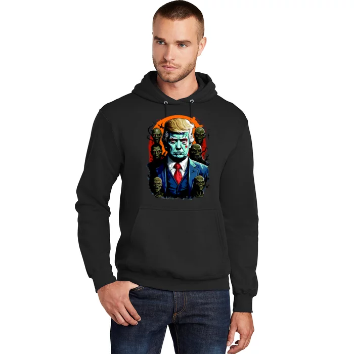 Donald Trump Halloween Silhouette With Zombies Hoodie