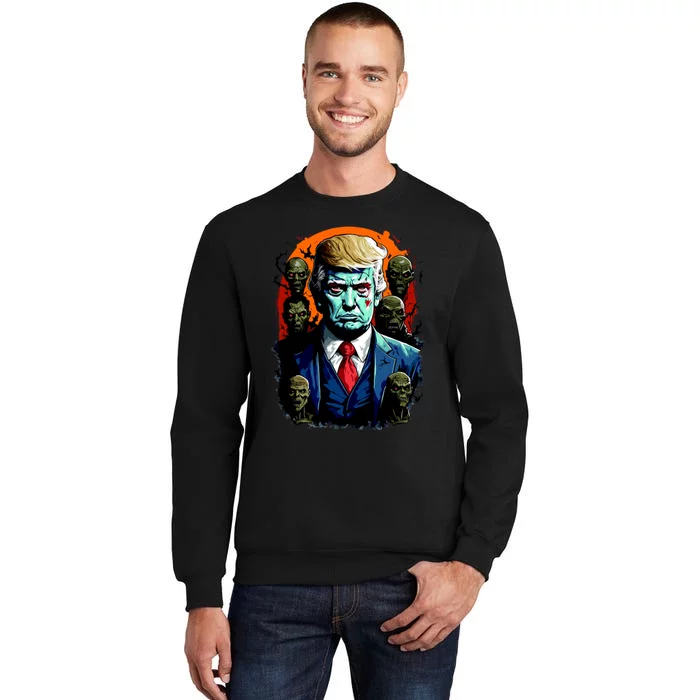 Donald Trump Halloween Silhouette With Zombies Sweatshirt