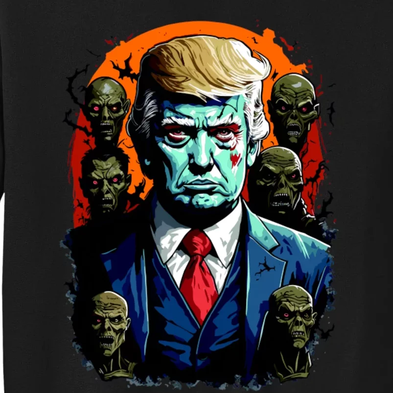 Donald Trump Halloween Silhouette With Zombies Sweatshirt