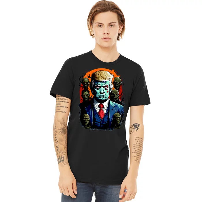 Donald Trump Halloween Silhouette With Zombies Premium T-Shirt