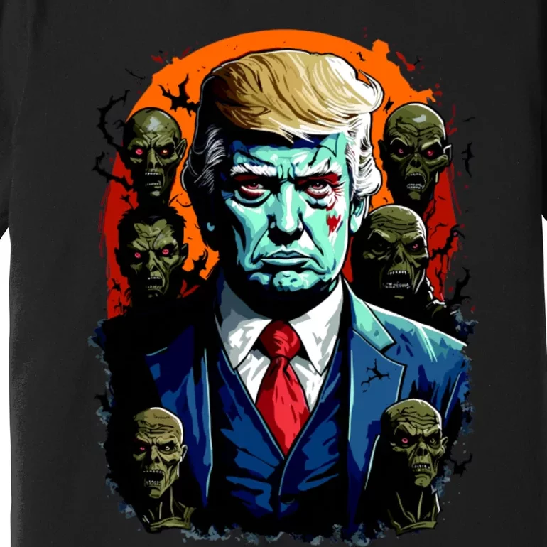 Donald Trump Halloween Silhouette With Zombies Premium T-Shirt