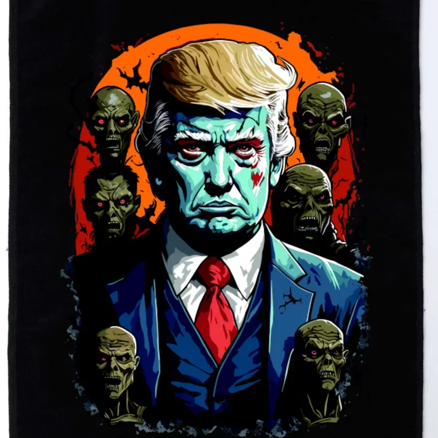 Donald Trump Halloween Silhouette With Zombies Platinum Collection Golf Towel