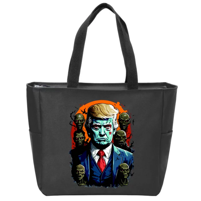 Donald Trump Halloween Silhouette With Zombies Zip Tote Bag