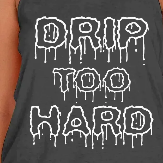 Drip Too Hard For Music Fans Women's Knotted Racerback Tank