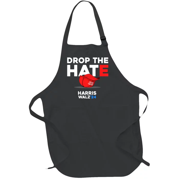 Drop The Hate Us President 2024 Vote Kamala Harris Tim Walz Full-Length Apron With Pocket