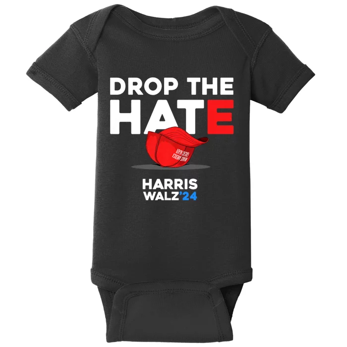 Drop The Hate Us President 2024 Vote Kamala Harris Tim Walz Baby Bodysuit