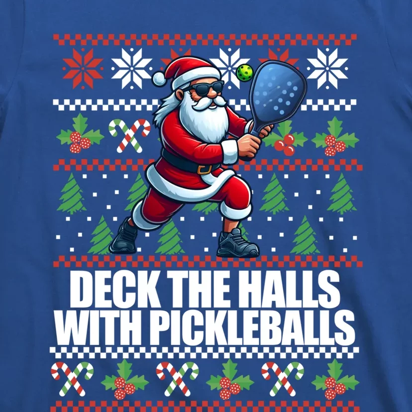 Deck The Halls Pickle Balls Ugly Christmas Pickleball Memes Funny Gift T-Shirt