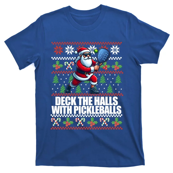 Deck The Halls Pickle Balls Ugly Christmas Pickleball Memes Funny Gift T-Shirt