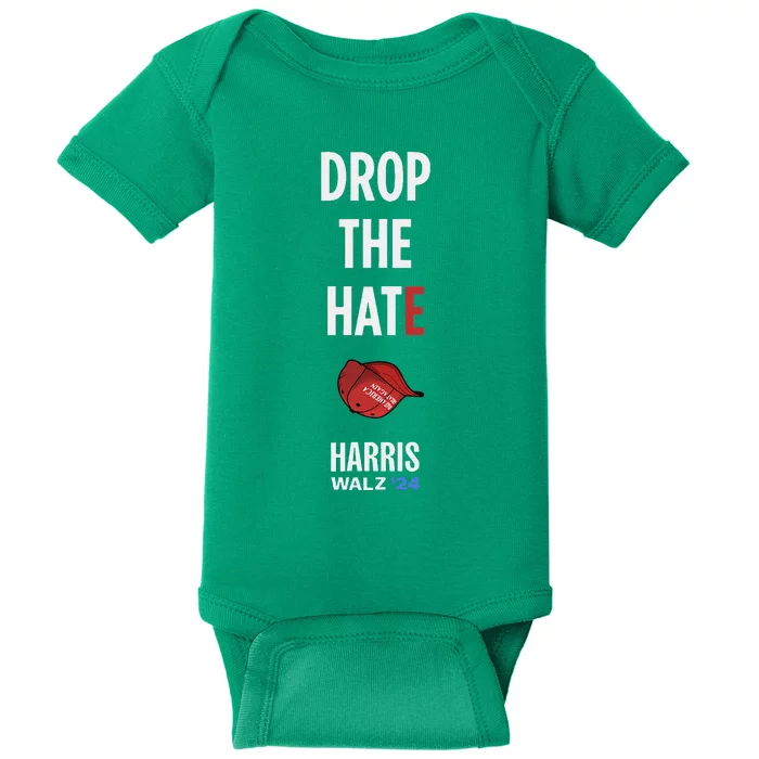 Drop The Hate No Maga Hat Vote Kamala Harris Tim Walz 24 Baby Bodysuit