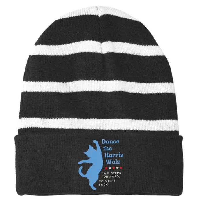 Dance The Harris Walz 2024 Cat Lady Vote Kamala Election Striped Beanie with Solid Band