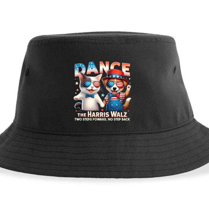 Dance The Harris Walz Funny Cat Ladies Kamala Harris Sustainable Bucket Hat