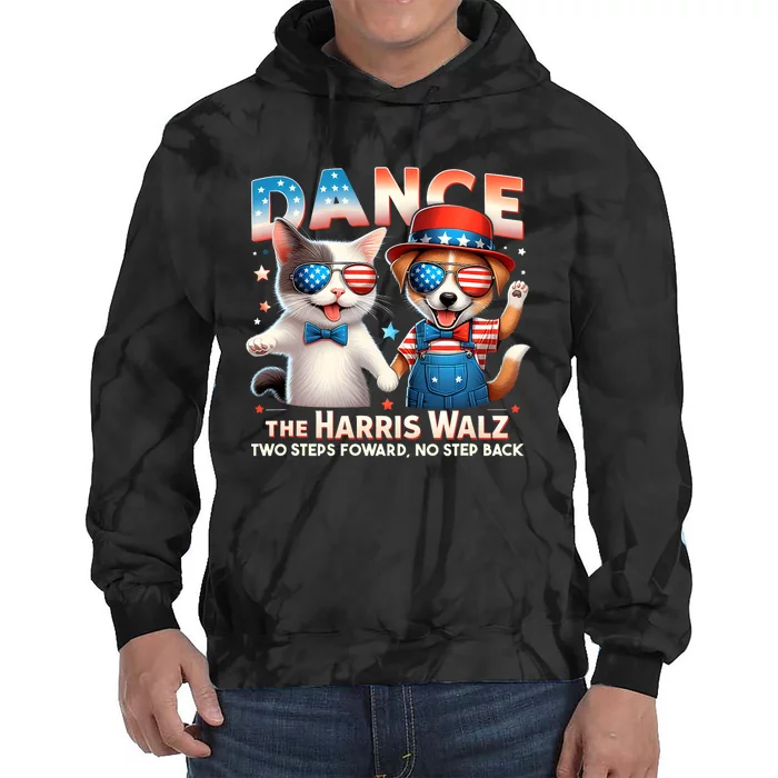 Dance The Harris Walz Funny Cat Ladies Kamala Harris Tie Dye Hoodie