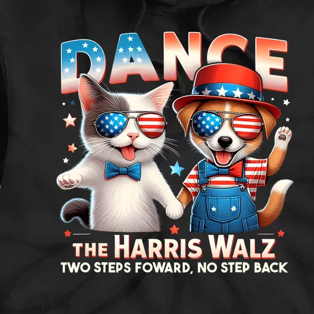 Dance The Harris Walz Funny Cat Ladies Kamala Harris Tie Dye Hoodie