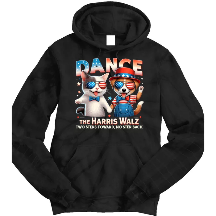 Dance The Harris Walz Funny Cat Ladies Kamala Harris Tie Dye Hoodie