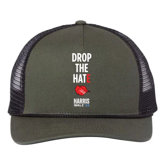 Drop The Hate No Maga Hat Vote Kamala Harris Tim Walz 24 Retro Rope Trucker Hat Cap