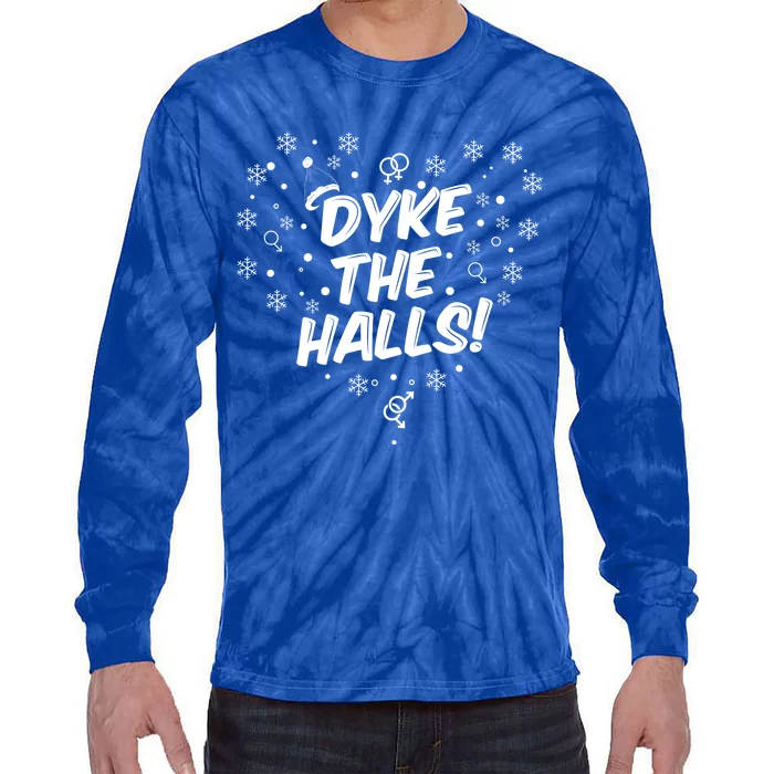 Dyke The Halls Lgbt Ugly Christmas Sweater Gift Holidays Tie-Dye Long Sleeve Shirt