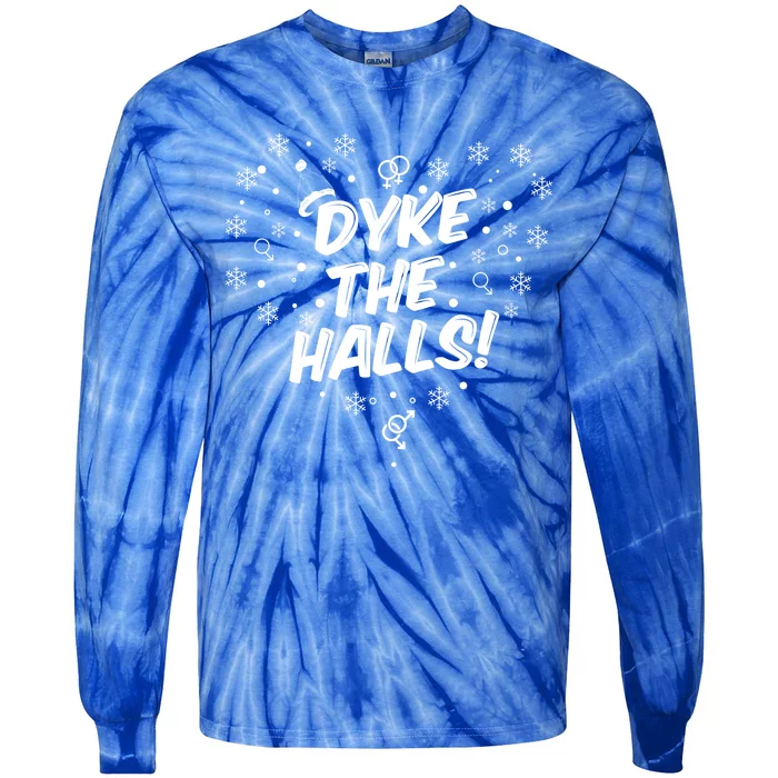 Dyke The Halls Lgbt Ugly Christmas Sweater Gift Holidays Tie-Dye Long Sleeve Shirt