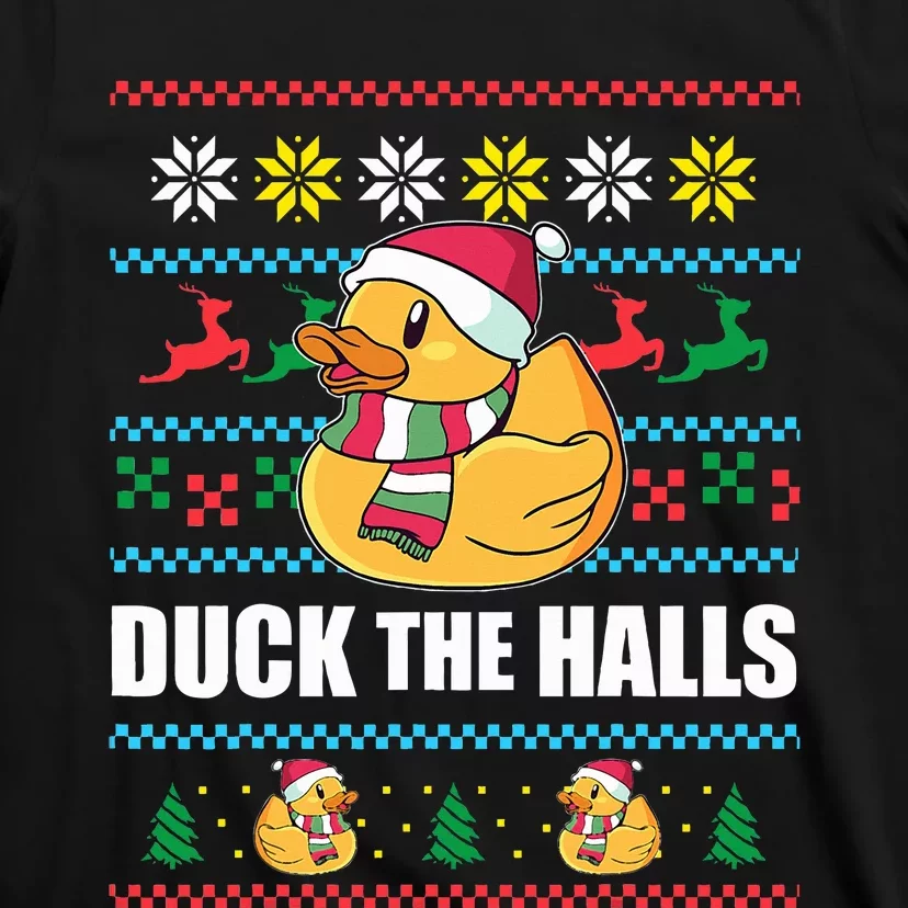 DUCK THE HALLS Funny Ugly Christmas Sweater Meme Gift T-Shirt