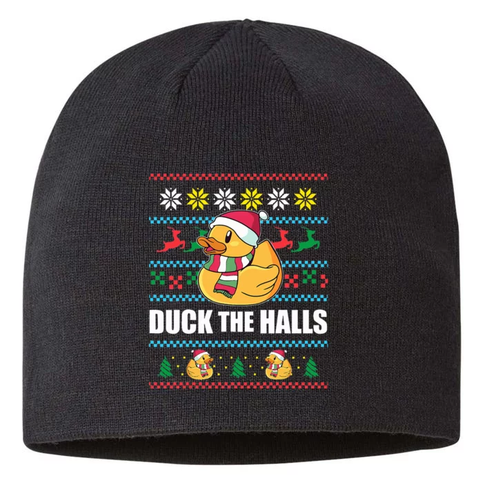 DUCK THE HALLS Funny Ugly Christmas Sweater Meme Gift 8 1/2in Sustainable Knit Beanie