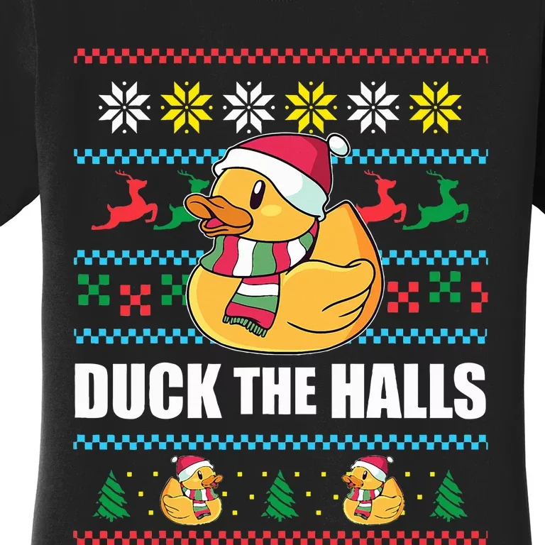 DUCK THE HALLS Funny Ugly Christmas Sweater Meme Gift Women's T-Shirt