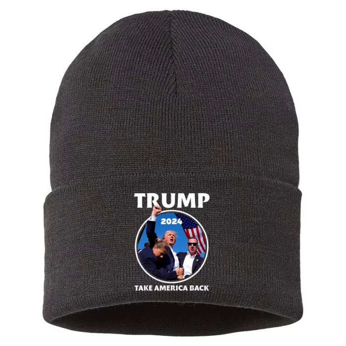 Donald Trump HeLl Never Stop Fighting To Save America Sustainable Knit Beanie