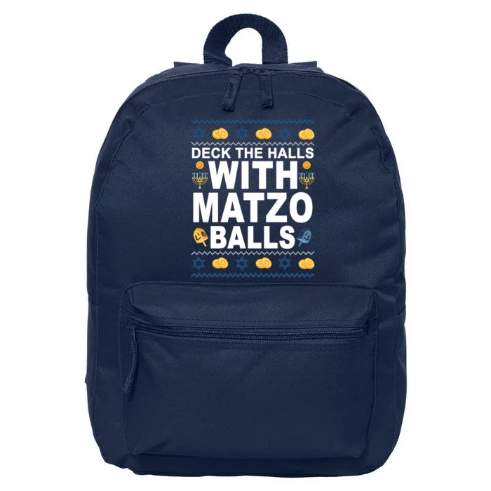 Deck The Halls With Matzo Balls Jewish 16 in Basic Backpack