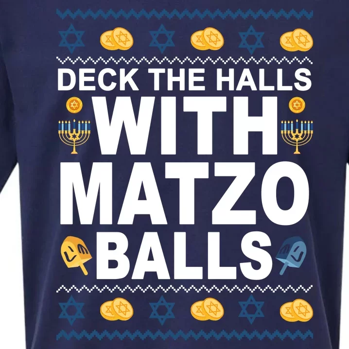 Deck The Halls With Matzo Balls Jewish Sueded Cloud Jersey T-Shirt