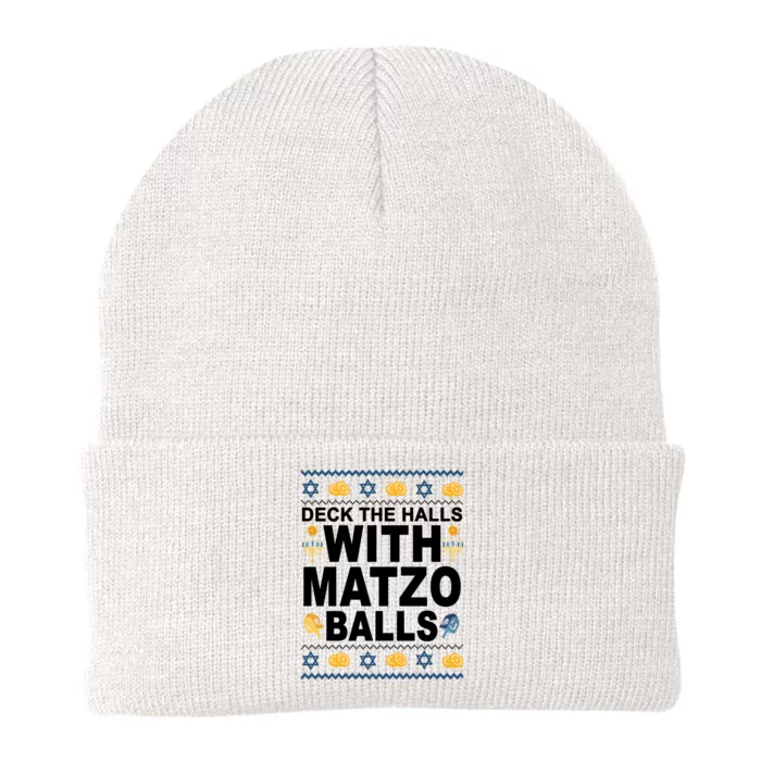 Deck The Halls With Matzo Balls Jewish Knit Cap Winter Beanie