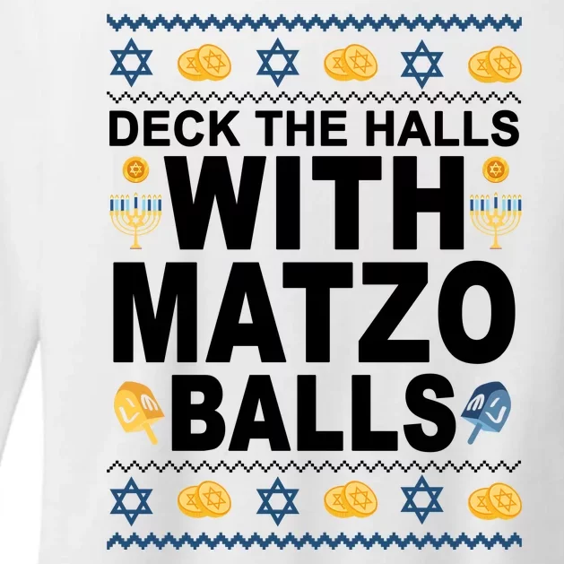 Deck The Halls With Matzo Balls Jewish Womens CVC Long Sleeve Shirt