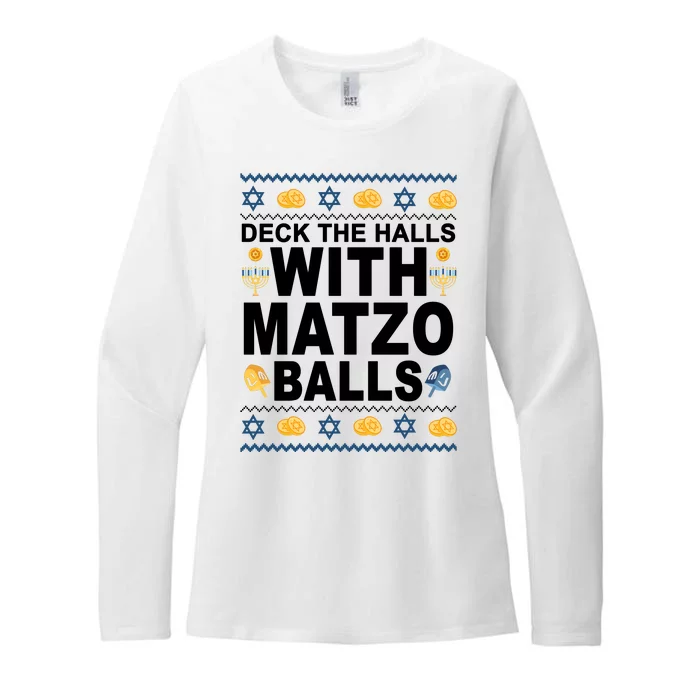 Deck The Halls With Matzo Balls Jewish Womens CVC Long Sleeve Shirt