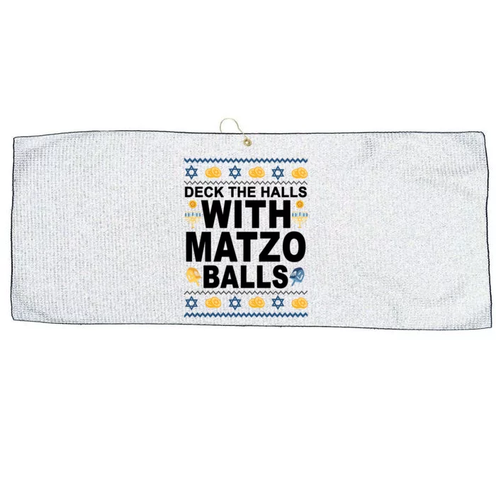 Deck The Halls With Matzo Balls Jewish Large Microfiber Waffle Golf Towel