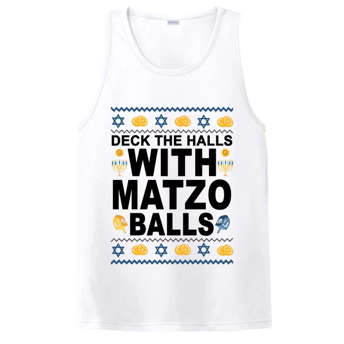 Deck The Halls With Matzo Balls Jewish Performance Tank