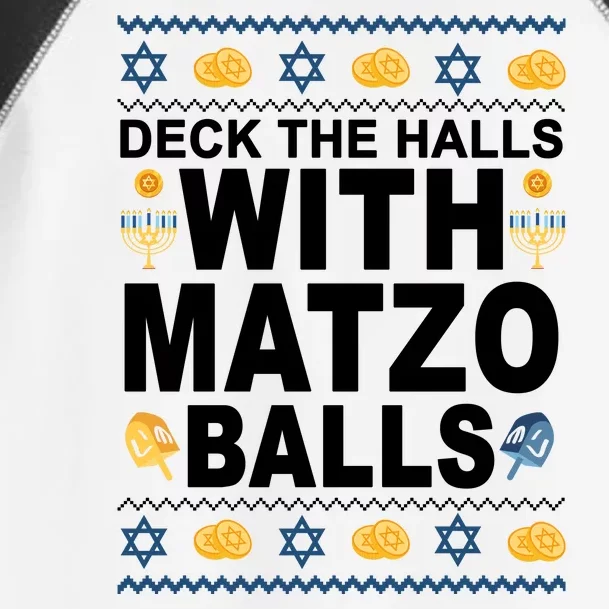 Deck The Halls With Matzo Balls Jewish Toddler Fine Jersey T-Shirt