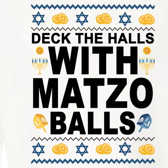 Deck The Halls With Matzo Balls Jewish Cropped Pullover Crew