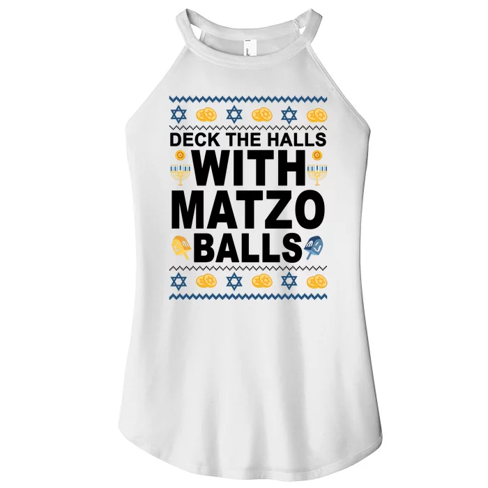 Deck The Halls With Matzo Balls Jewish Women’s Perfect Tri Rocker Tank