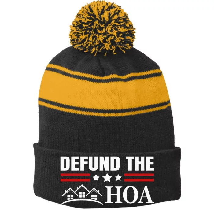 DEFUND THE HOA Homeowners Association Stripe Pom Pom Beanie