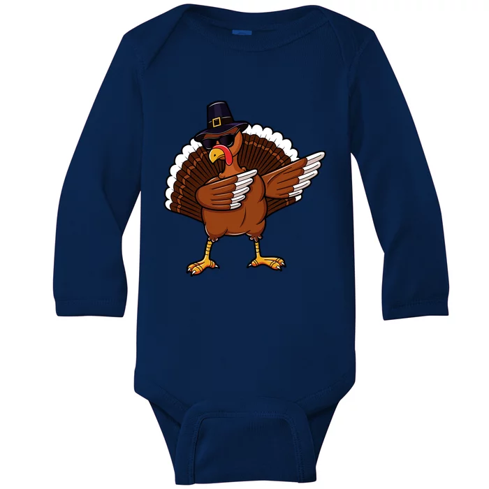 Dabbing Turkey Happy Turkey Day Dab Thanksgiving Gift Funny Gift Baby Long Sleeve Bodysuit