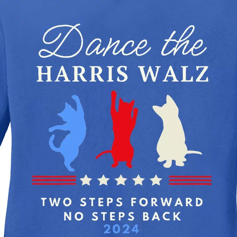 Dance The Harris Walz Cat Lady Harris Walz 2024 Election Ladies Long Sleeve Shirt