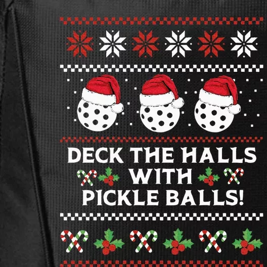 DECK THE HALLS PICKLE BALLS Ugly Christmas Pickleball City Backpack