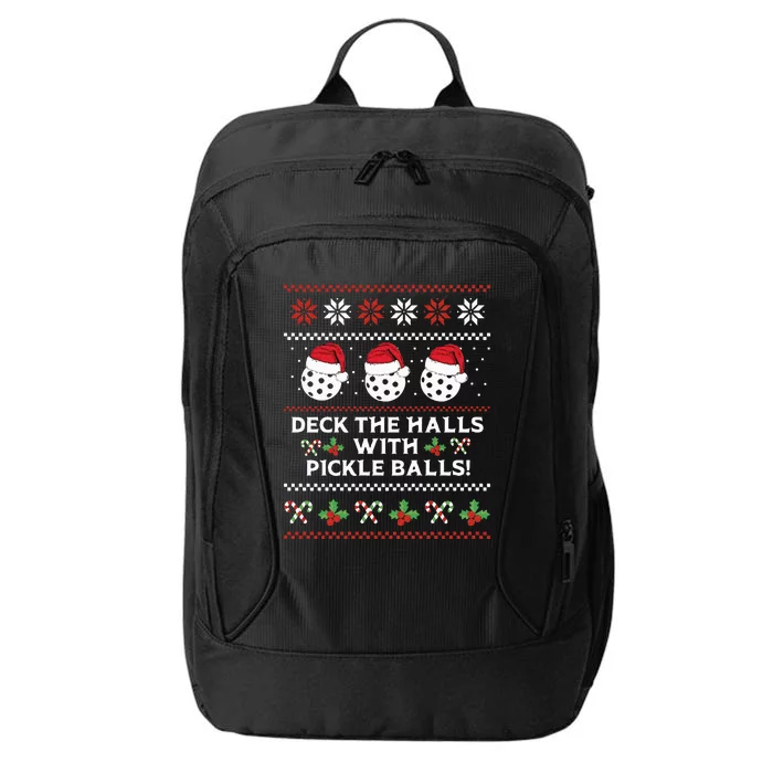 DECK THE HALLS PICKLE BALLS Ugly Christmas Pickleball City Backpack