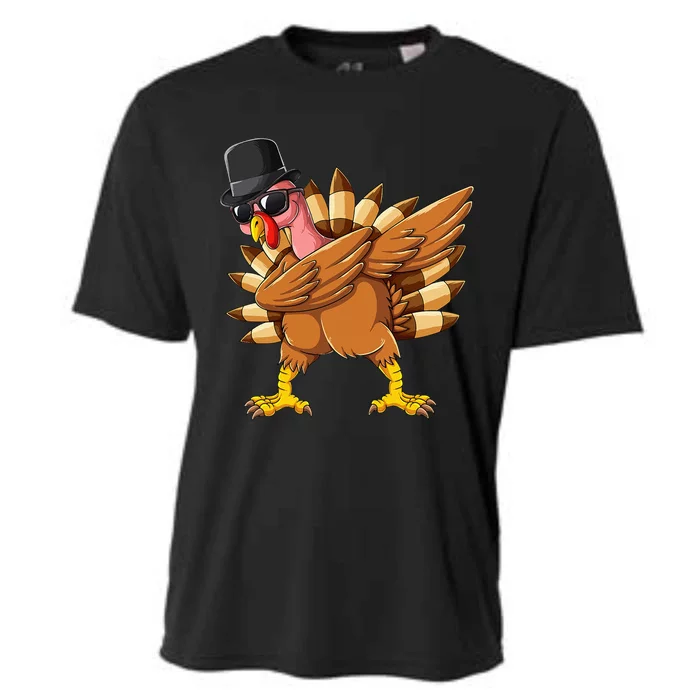 Dabbing Turkey Hat Funny Gifts Kids Thanksgiving Cooling Performance Crew T-Shirt