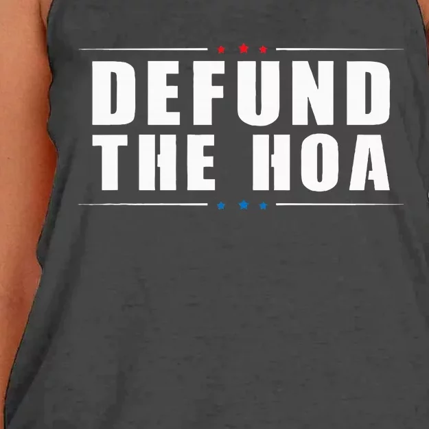 Defund The Hoa Anti Home Owners Association Women's Knotted Racerback Tank