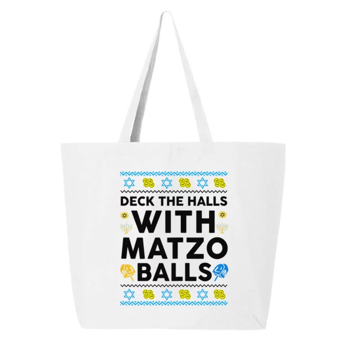 Deck The Halls With Matzo Balls Ugly Hanukkah Happy Jewish 25L Jumbo Tote