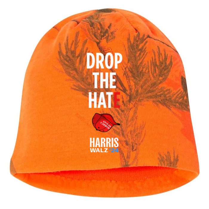 Drop The Hate No Maga Hat Vote Kamala Harris Tim Walz 24 Kati - Camo Knit Beanie