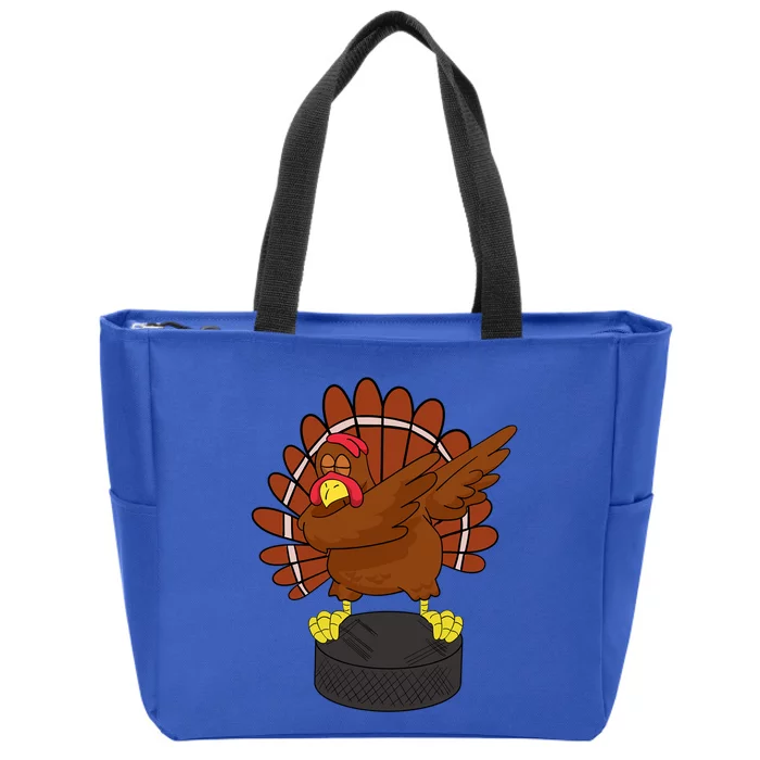 Dabbing Turkey Hockey Thanksgiving Gift For Hockey Lovers Gift Zip Tote Bag