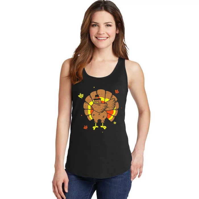 Dabbing Turkey Happy Thanksgiving Day Party Ladies Essential Tank