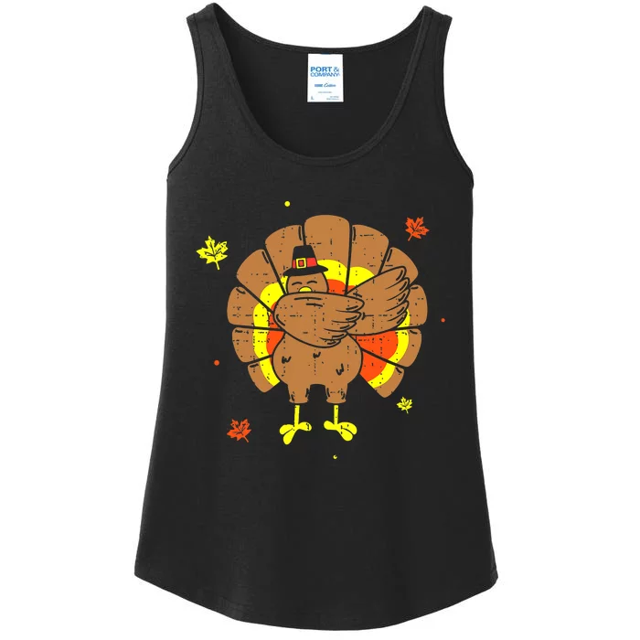 Dabbing Turkey Happy Thanksgiving Day Party Ladies Essential Tank