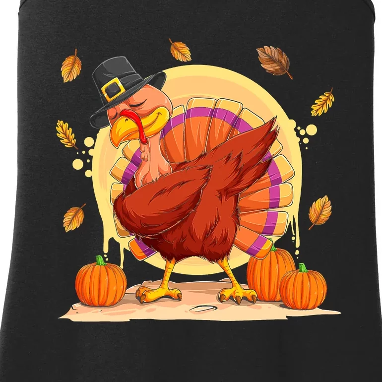 Dabbing Turkey Happy Thanksgiving Day Ladies Essential Tank